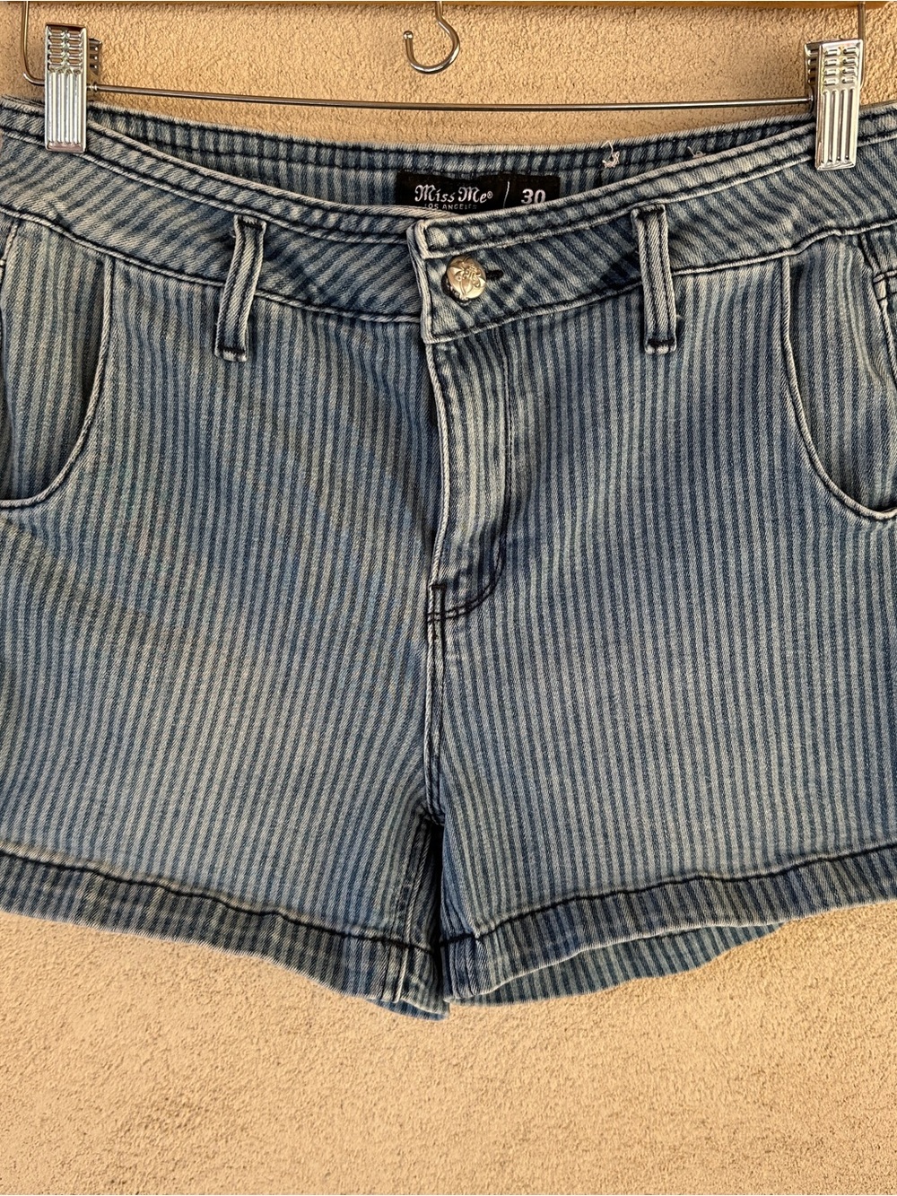 Miss Me Striped Denim Shorts Size